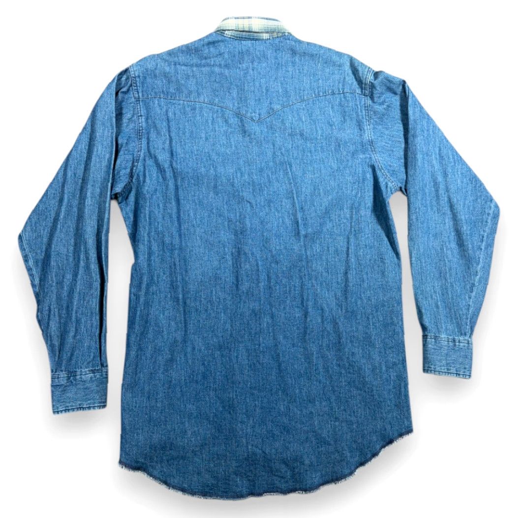 Wrangler VINTAGE Wrangler Shirt Adult MEDIUM Blue Denim Gold Buckle Deadstock Tags 90s Size US M / EU 48-50 / 2 - 3 Thumbnail