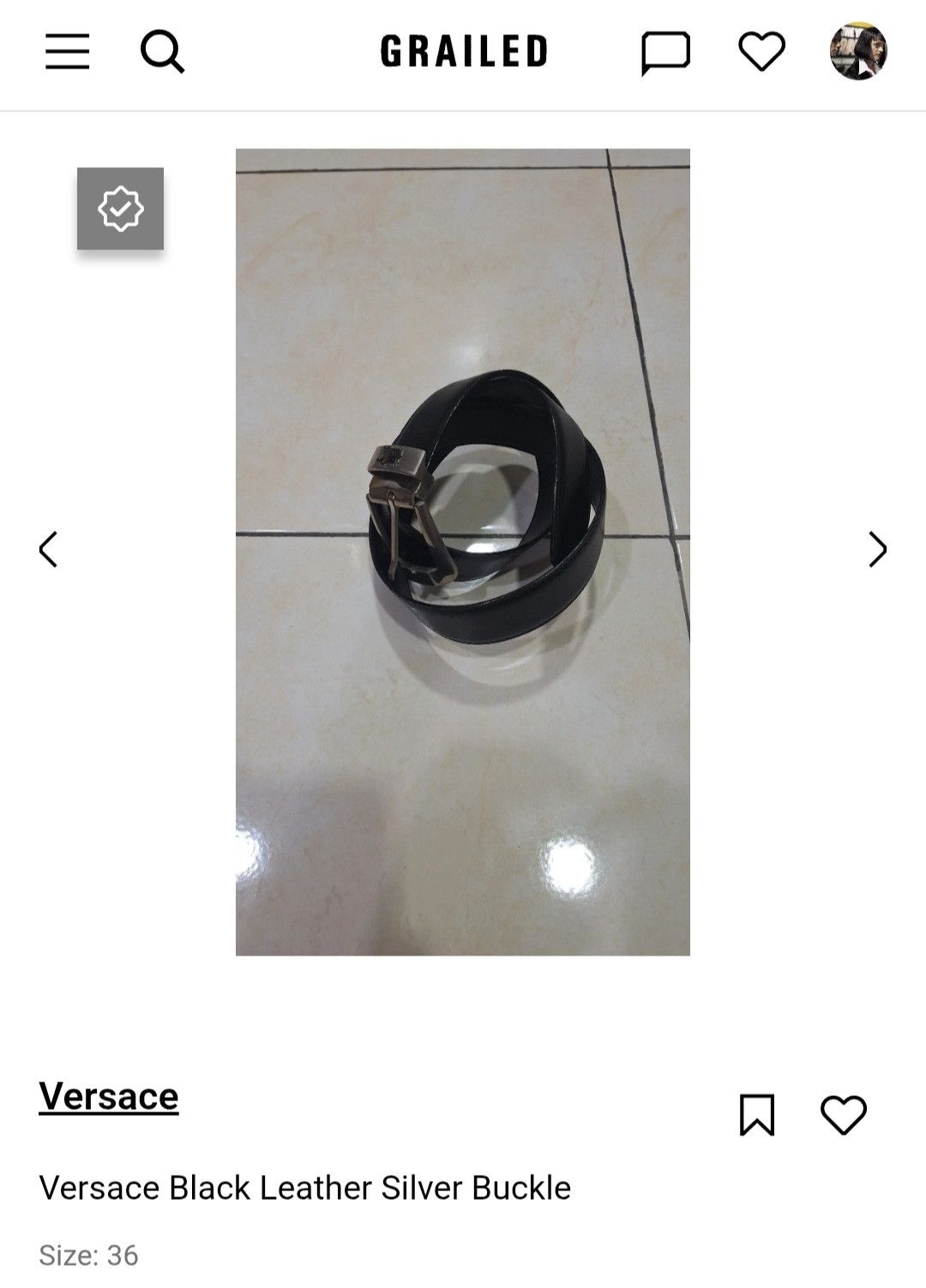 Versace Versace Black Leather Silver Buckle Size 36 - 8 Thumbnail