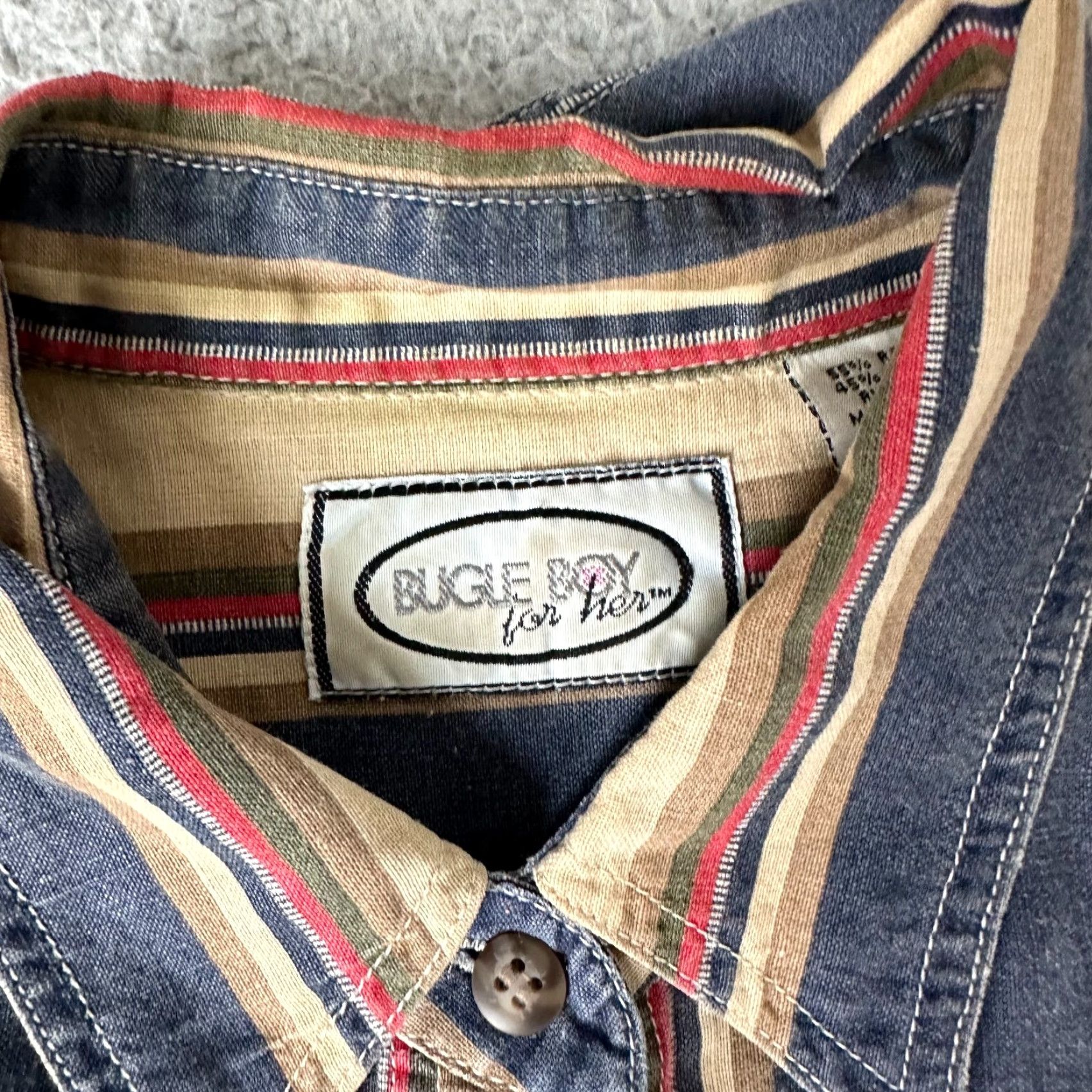 Bugle Boy VINTAGE Bugle Boy Shirt Womens M Blue White Striped Casual Button Up Size M / US 6-8 / IT 42-44 - 7 Thumbnail