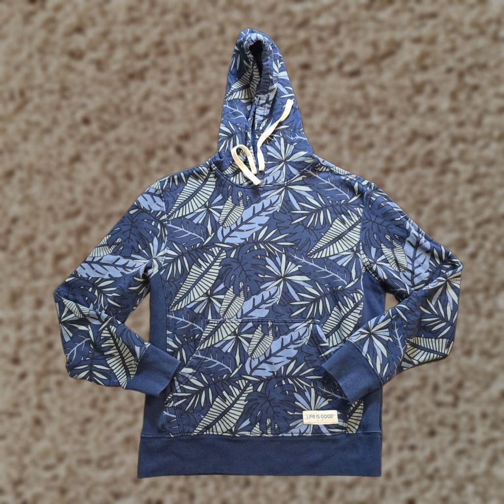 Life is Good Life Is Good Hoodie Womens XS Blue Floral Tropical Pockets Casual Sweater Size XS / US 0-2 / IT 36-38 - 1 Thumbnail