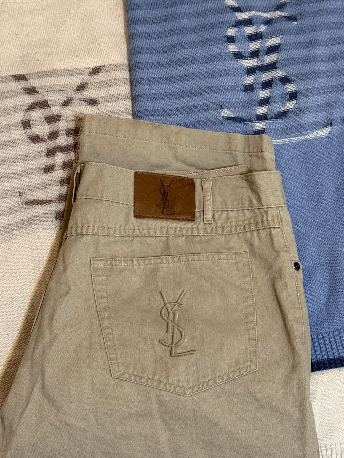 Yves Saint Laurent 34x32 YSL Jeans Beige Denim Pants Casual Old Money Size US 34 / EU 50 - 2 Thumbnail