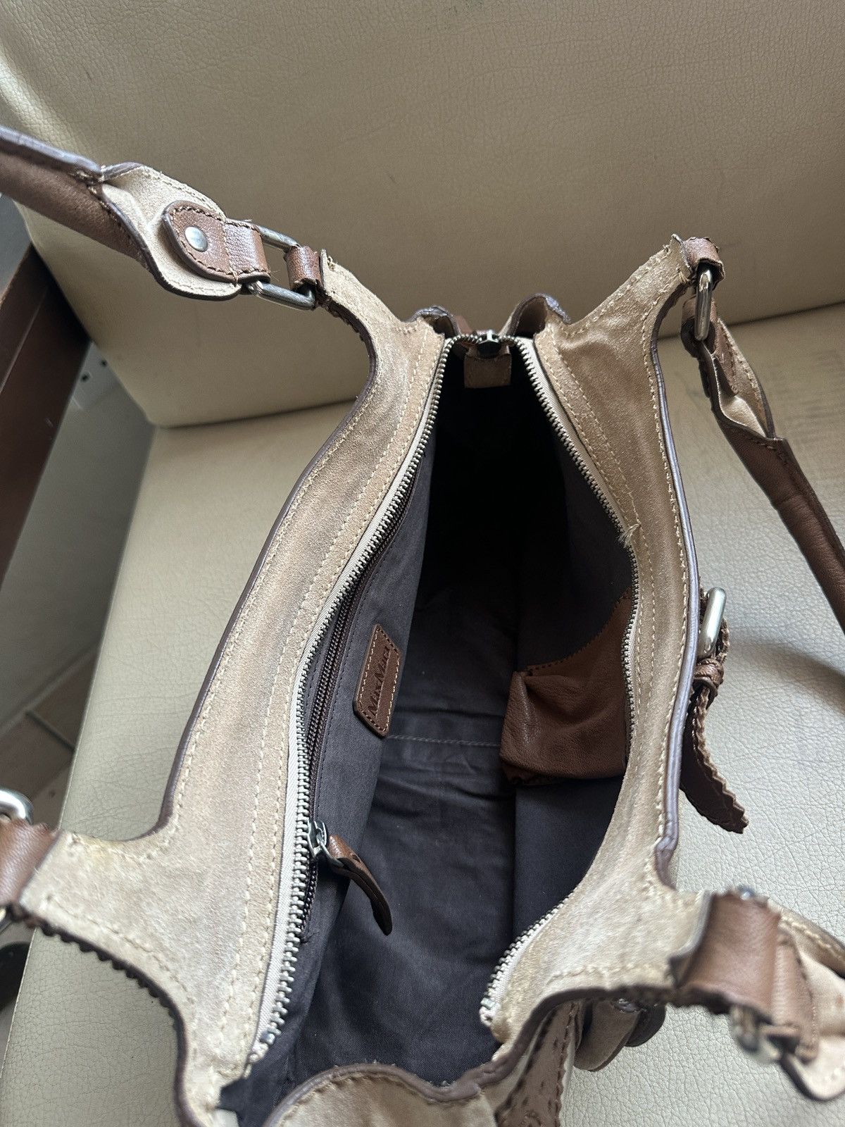 Max Mara 2000s MaxMara Boho Suede And Leather shoulder Bag Size ONE SIZE - 10 Thumbnail