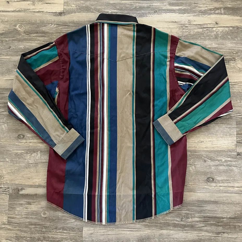 Wrangler Vintage Wrangler Brushpopper Western Striped Shirt Size US XL / EU 56 / 4 - 5 Thumbnail