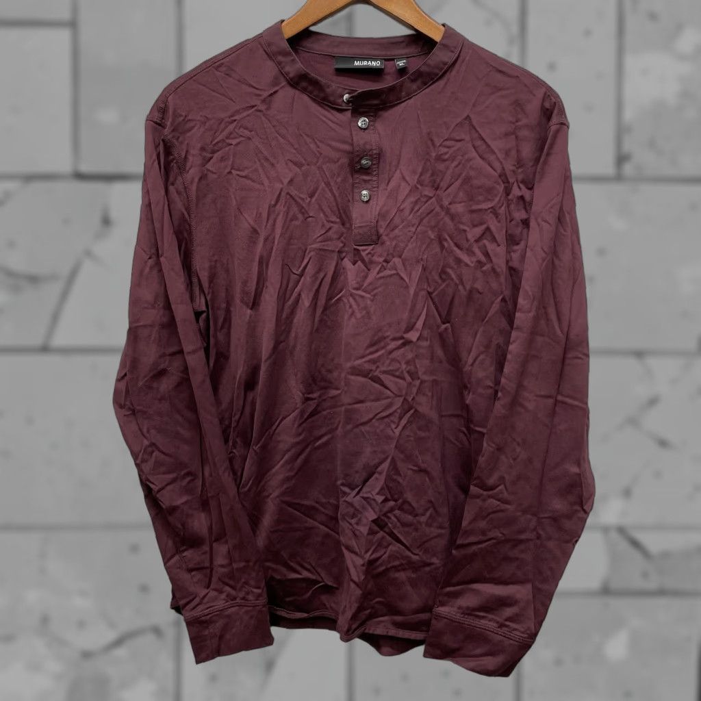 Murano VINTAGE Murano Slim Fit Henley Shirt Mens XL Red Long Sleeve Button-Up 2000s/90s Concert? Size US XL / EU 56 / 4 - 1 Thumbnail
