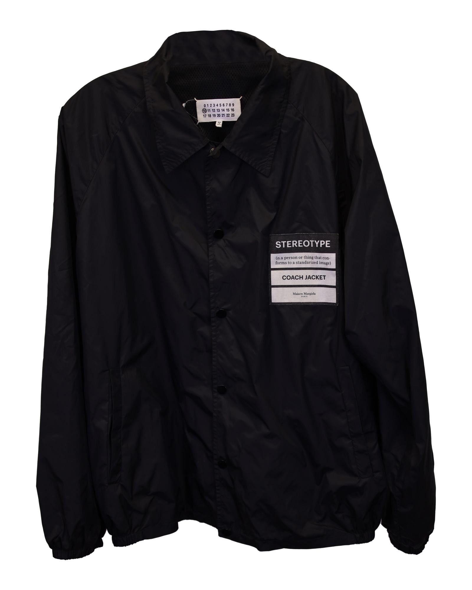 image of Maison Margiela Black Polyamide Stereotype Patch Coach Jacket, Men's (Size Medium)