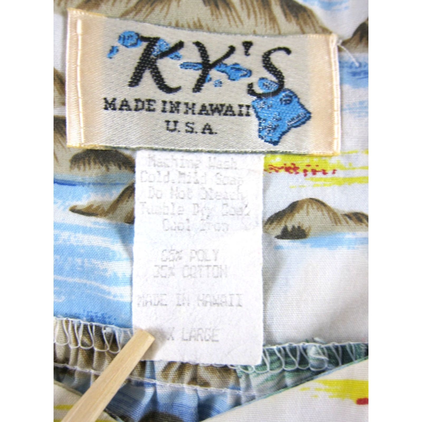Vintage VINTAGE KY'S Hawaii Blue Yellow Pink Palm Tree Floral Short Sleeve Midi Dress XL Size 40" / US 18 - 3 Thumbnail