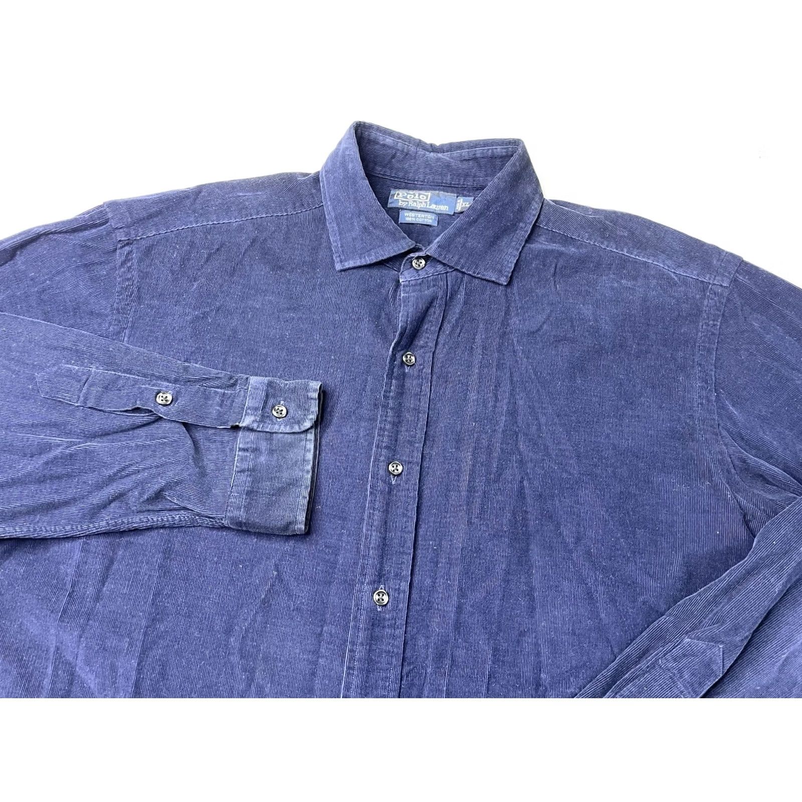 Polo Ralph Lauren VINTAGE Polo Ralph Lauren Westerton Mens XL Navy Blue Corduroy Button Down Shirt Size US XL / EU 56 / 4 - 2 Thumbnail