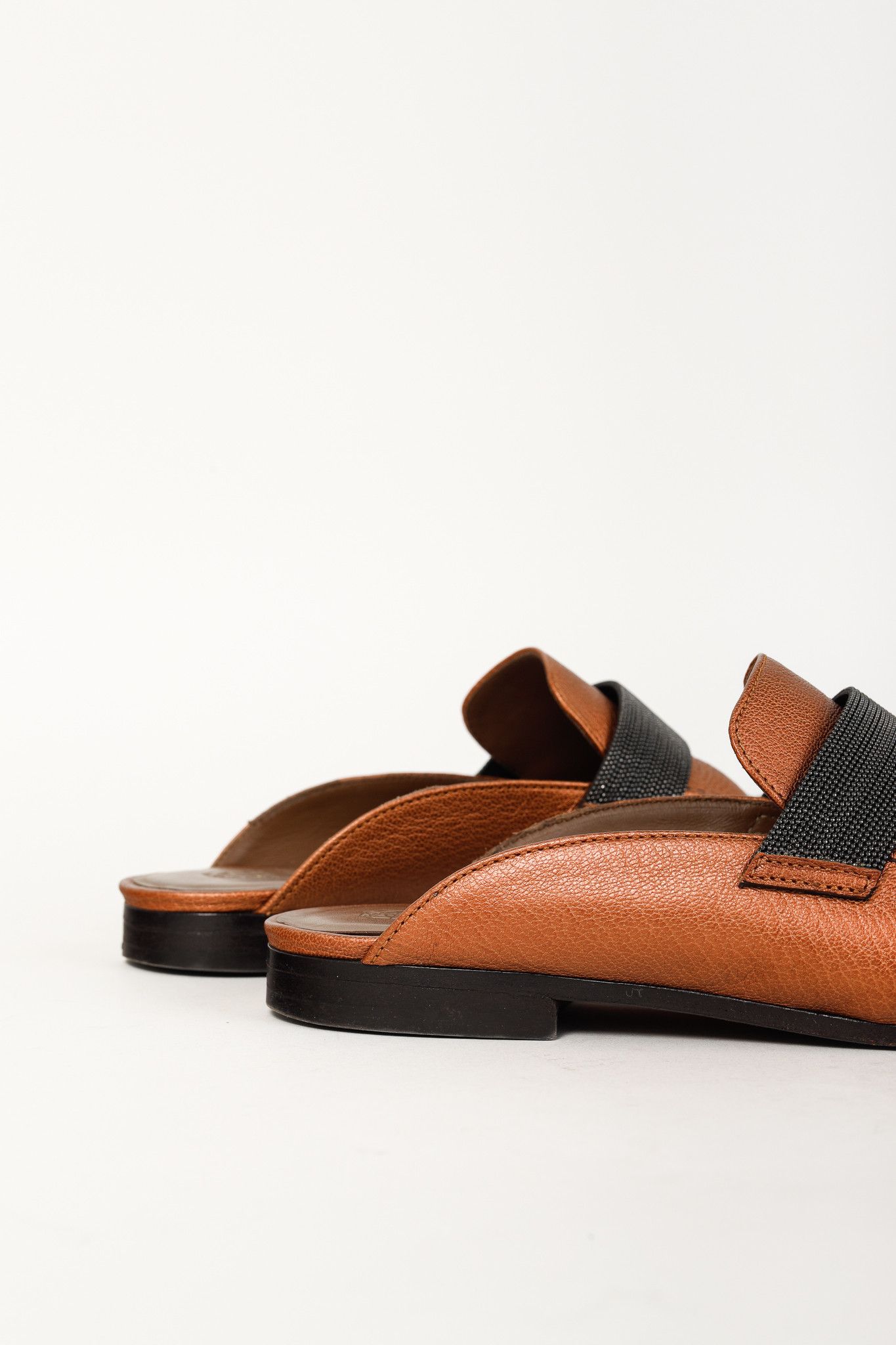 Brunello Cucinelli Brunello Cucinelli Metallic Copper Orange Monili Loafer Mule Size US 6.5 / IT 36.5 - 7 Thumbnail