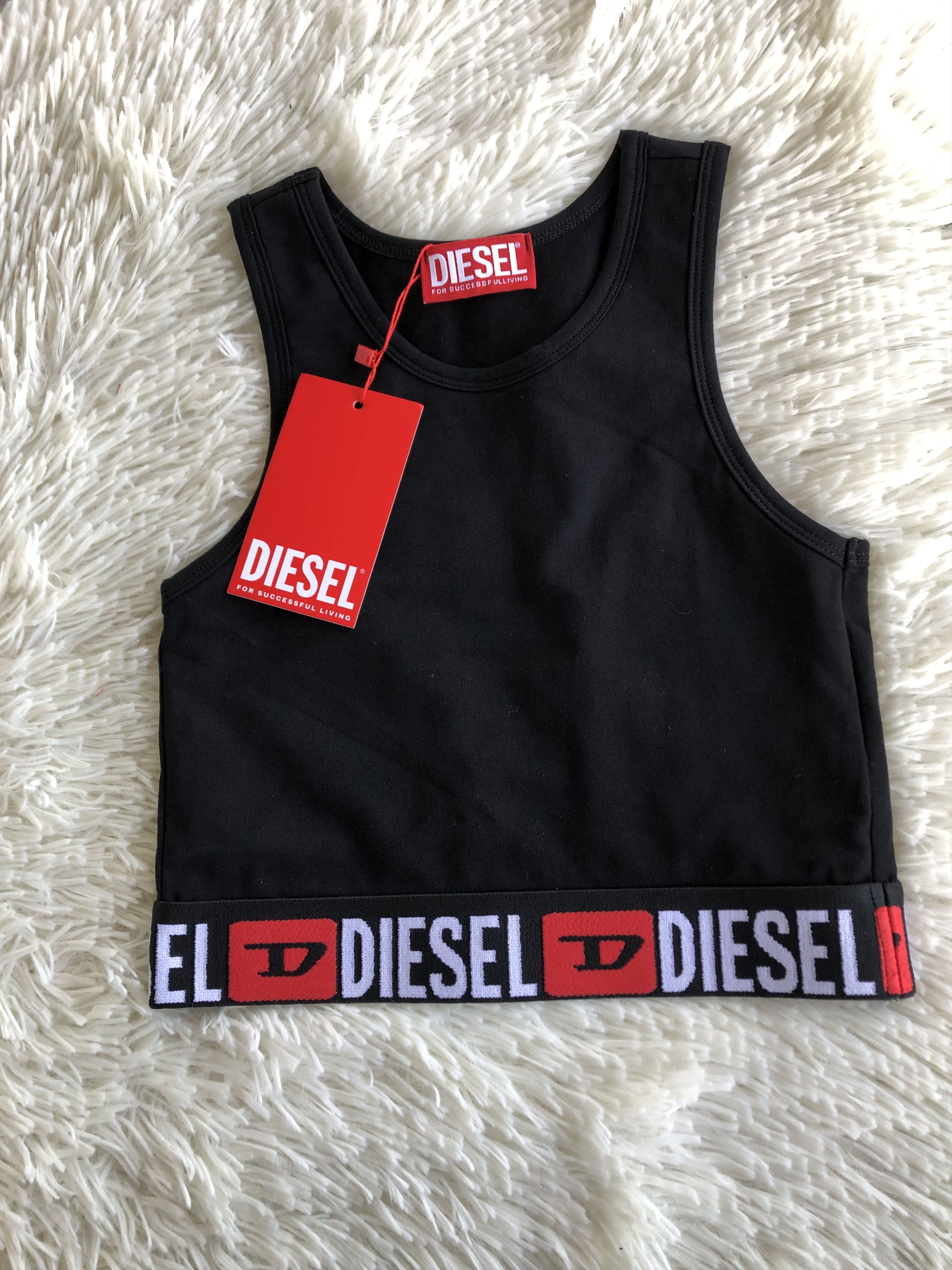 Diesel Sandra-D-Core Logo Underband Sports Bra in Black, Women's (Size Medium)