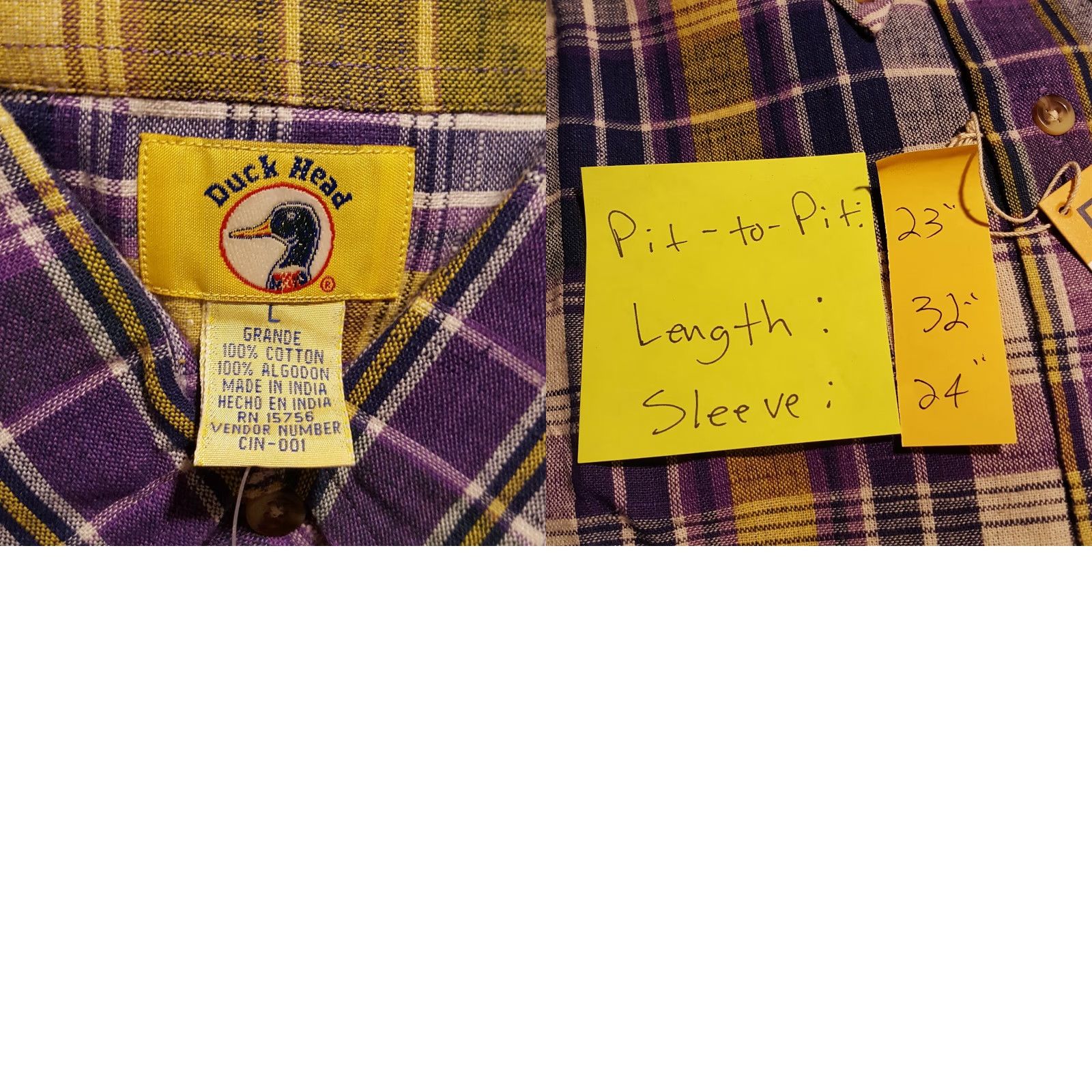 Vintage VINTAGE Duck Head Plaid Purple Button Up Men's Large Long Sleeve Work Shirt Size US L / EU 52-54 / 3 - 8 Thumbnail