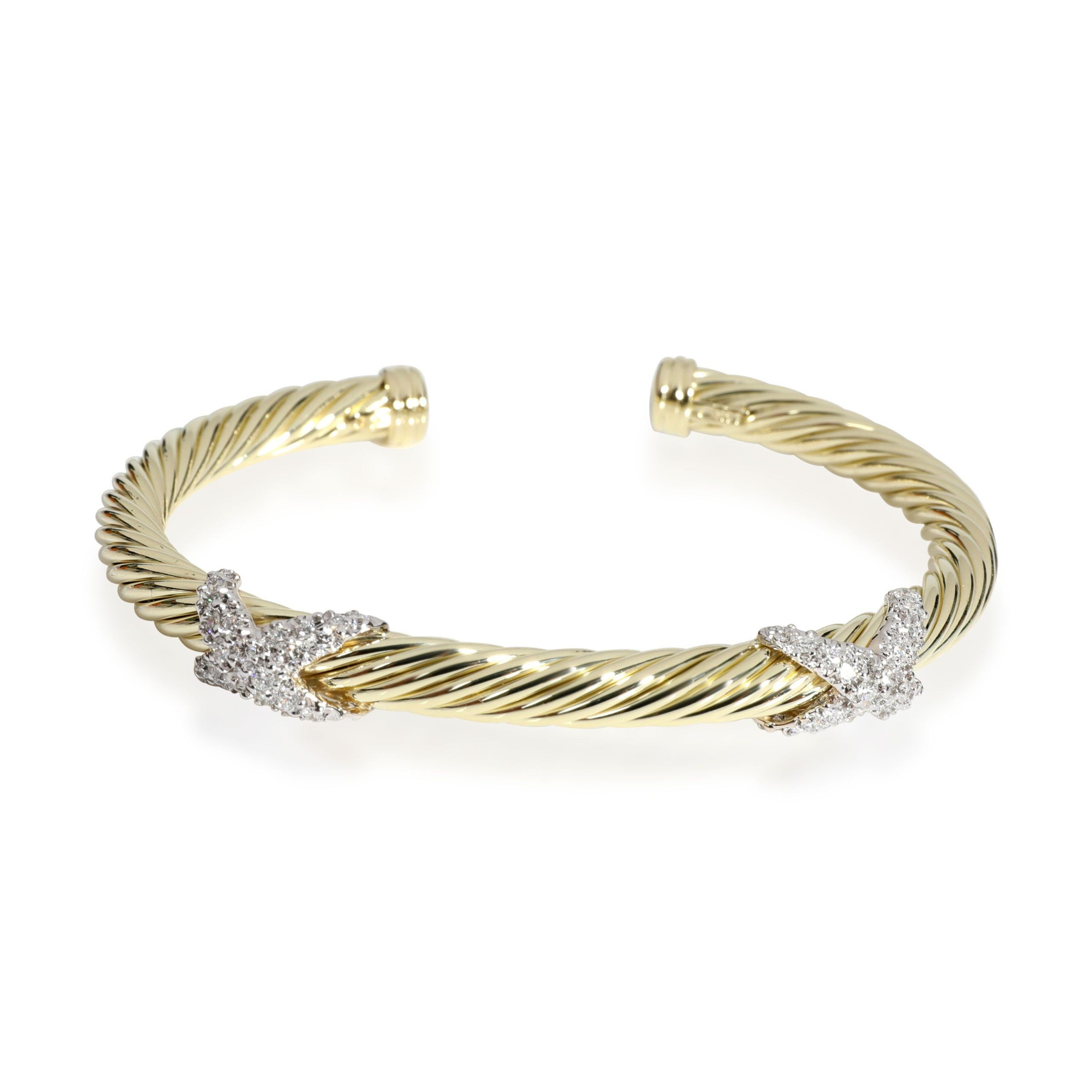 David Yurman Cable X Diamond Bracelet in 14K Yellow Gold 0.3 CTW