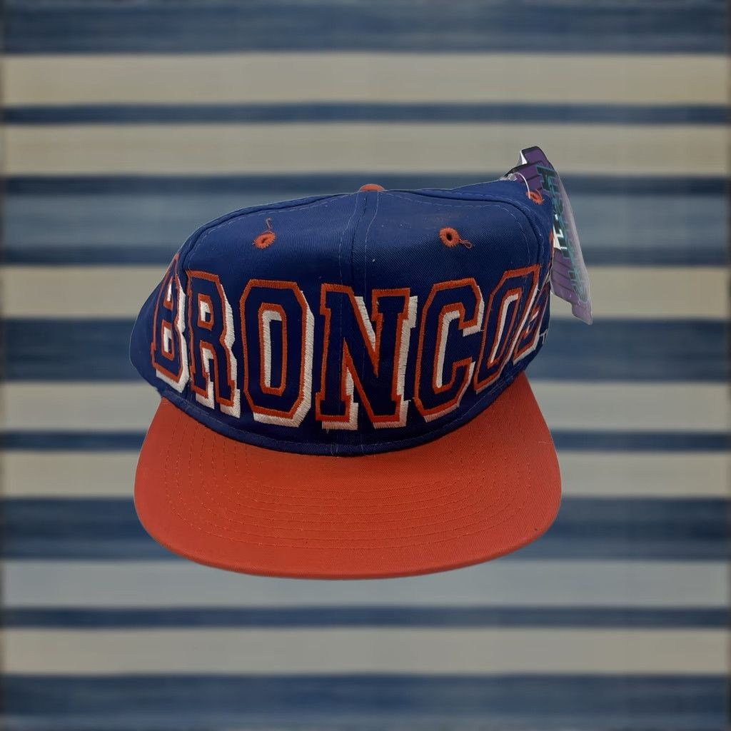 NFL VINTAGE NFL Denver Broncos Snapback Hat OSFA One Size Blue Cotton Canvas 90s Theme Mens Size ONE SIZE - 1 Thumbnail