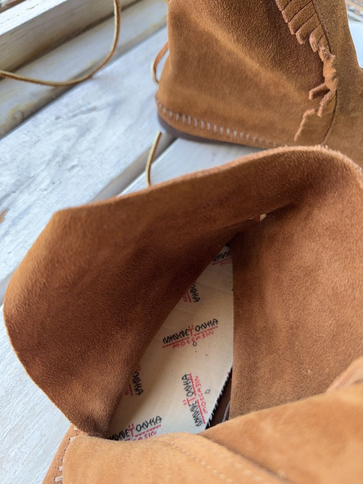 Vintage Vintage 00s Western USA Made Suede Fringe Moccasin Boots Size US 7 / IT 37 - 15 Thumbnail