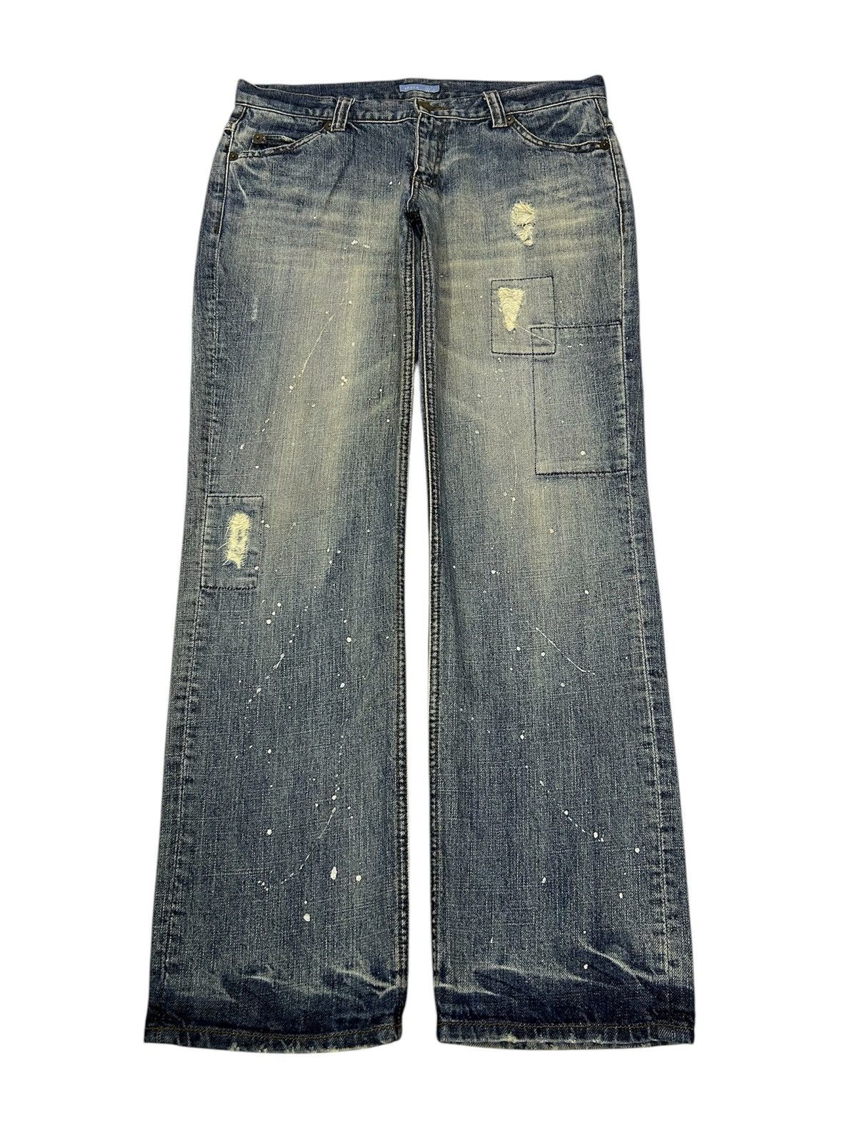 Japanese Brand Vintage Japanese Shuca Distressed Paint Splatter Jeans Size US 33 - 1 Thumbnail