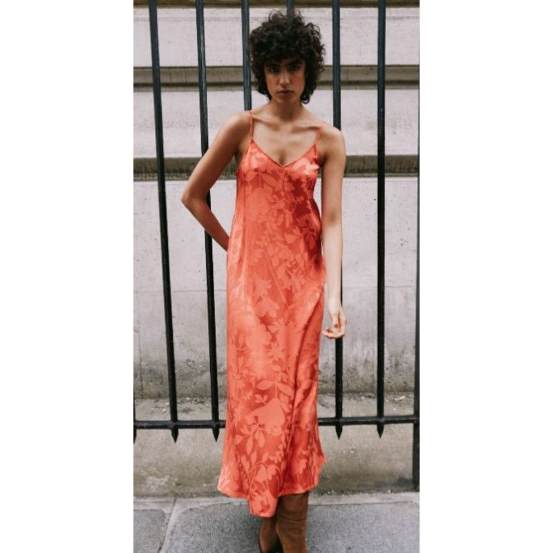 FRNCH FRNCH CIBILLA Brick Dress Floral Satin V-Neck Dress - Small Size S / US 4 / IT 40 - 1 Thumbnail