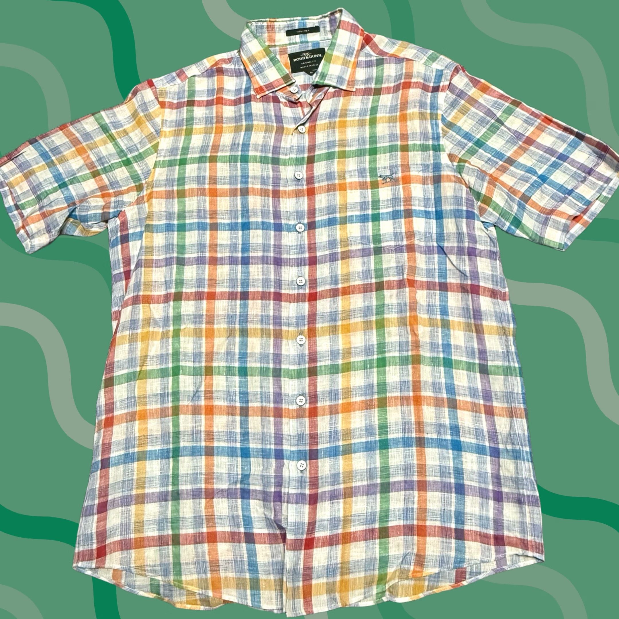 Rodd & Gunn Rodd & Gunn Shirt Mens M Blue White Red Green Plaid Linen Woven Italy Button-Up Short Sleeve Collared Multicolor Size US M / EU 48-50 / 2 - 1 Thumbnail
