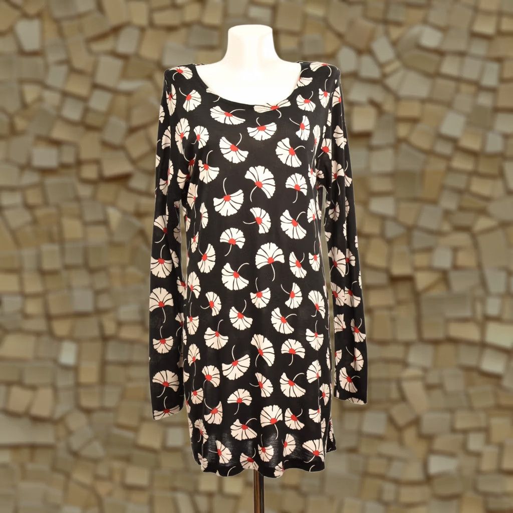 Vintage Gudrun Sjoden DDP Floral Print Black Modal Dress Greece M Women Midi Dress Black Short Description Included Size M / US 6-8 / IT 42-44 - 1 Thumbnail