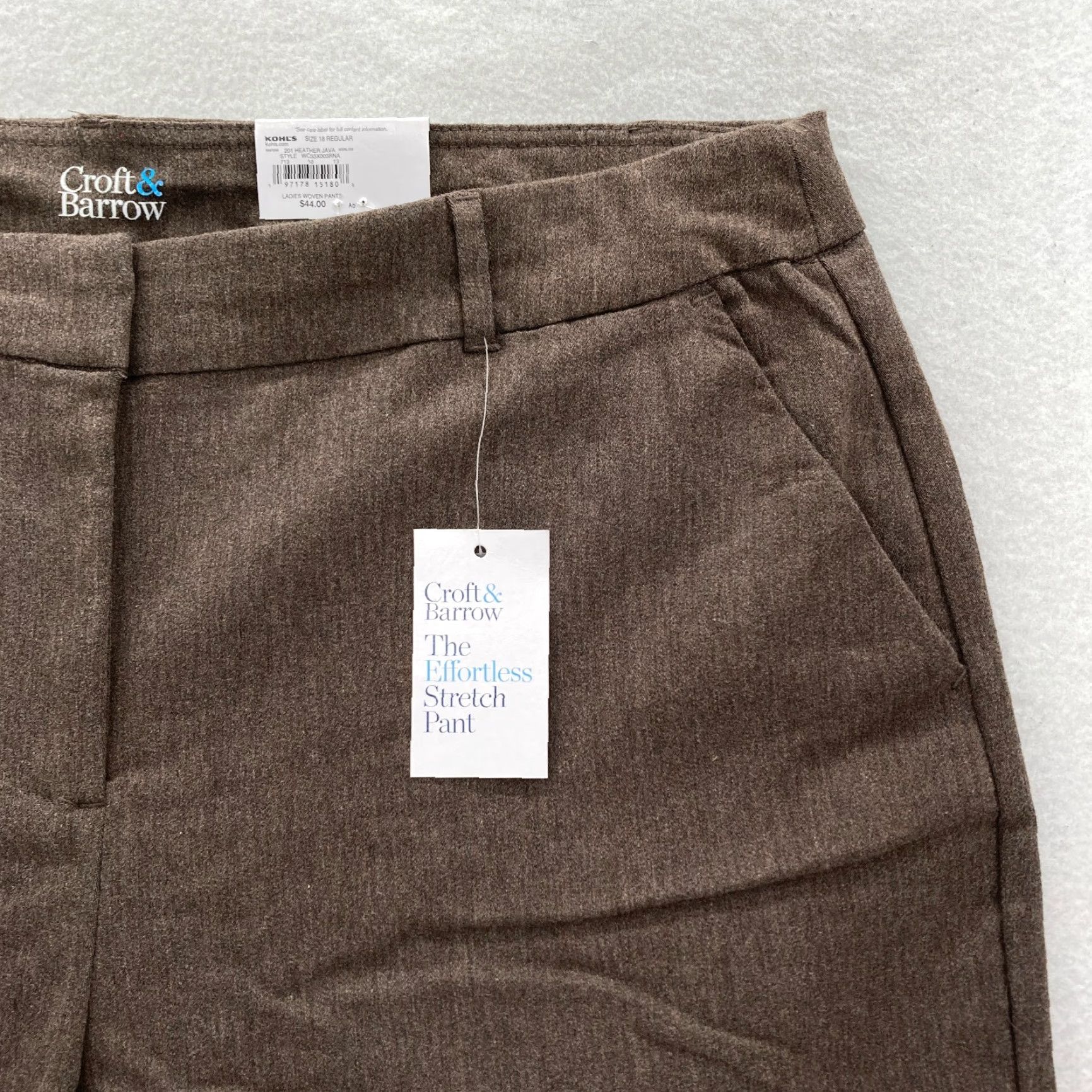 Croft & Barrow Croft & Barrow The Effortless Stretch Pant Women's 18 Brown Stretch Straight Pant Size 26" / US 2 / IT 38 - 3 Thumbnail