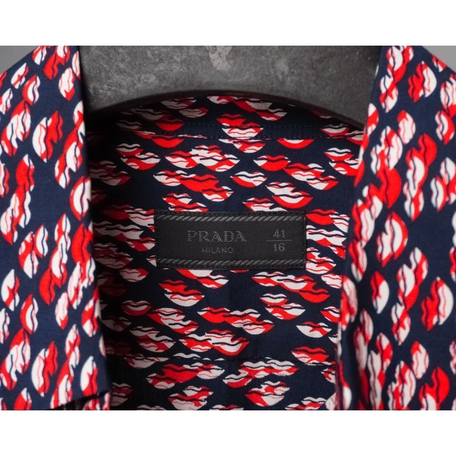 Prada Vintage prada milano 2015 lips pattern long sleeve shirt Size US L / EU 52-54 / 3 - 5 Thumbnail