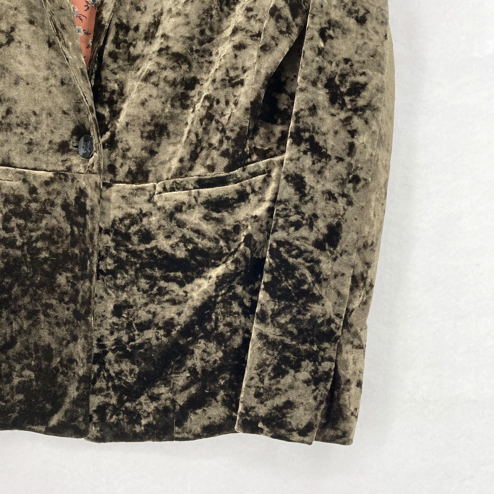 Sanctuary VINTAGE Sanctuary Blazer Womens Small Green Crushed Velvet Floral Lined Jacket Mob Wife Size S / US 4 / IT 40 - 3 Thumbnail