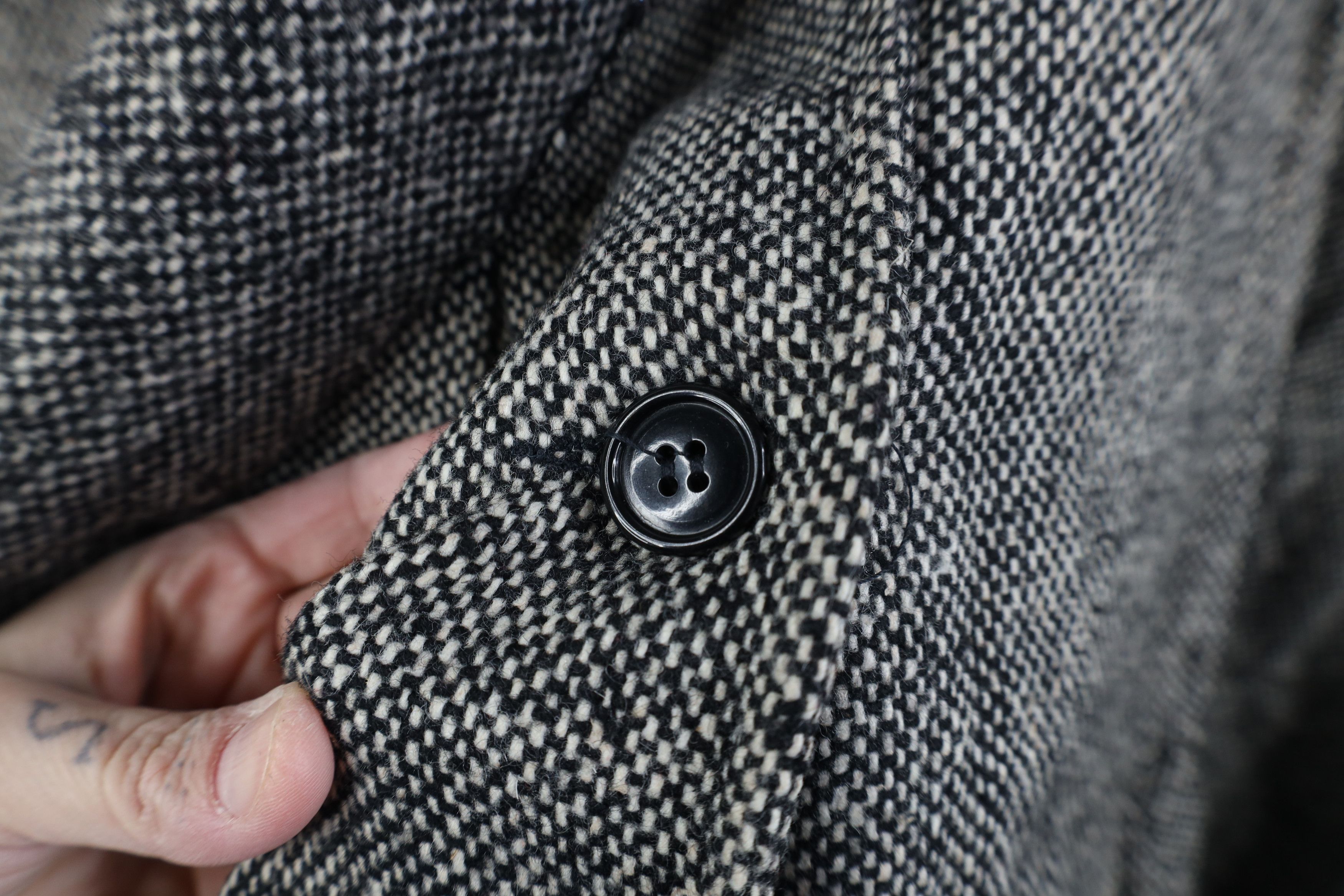 Vintage Vintage 90s Streetwear Wool Tweed Hooded Cape Jacket USA Size ONE SIZE - 5 Thumbnail