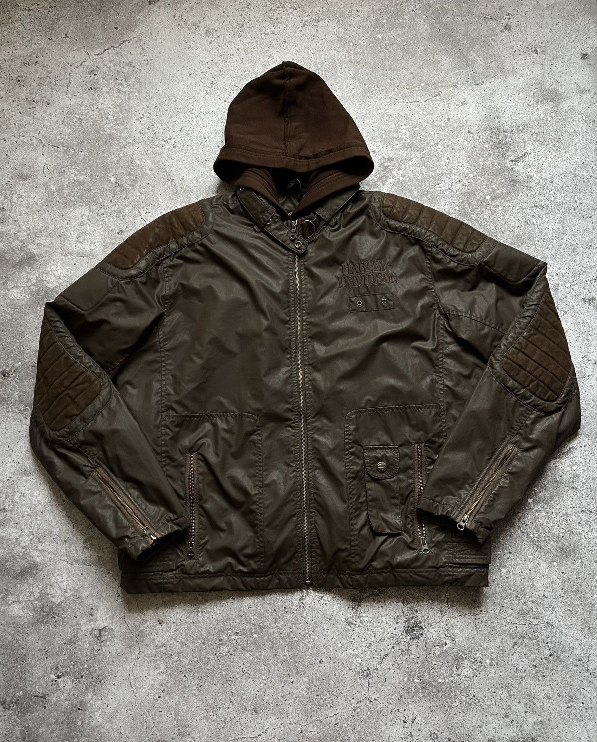 Harley Davidson × Vintage Harley Davidson Hooded Jacket Brown Size US XL / EU 56 / 4 - 1 Thumbnail