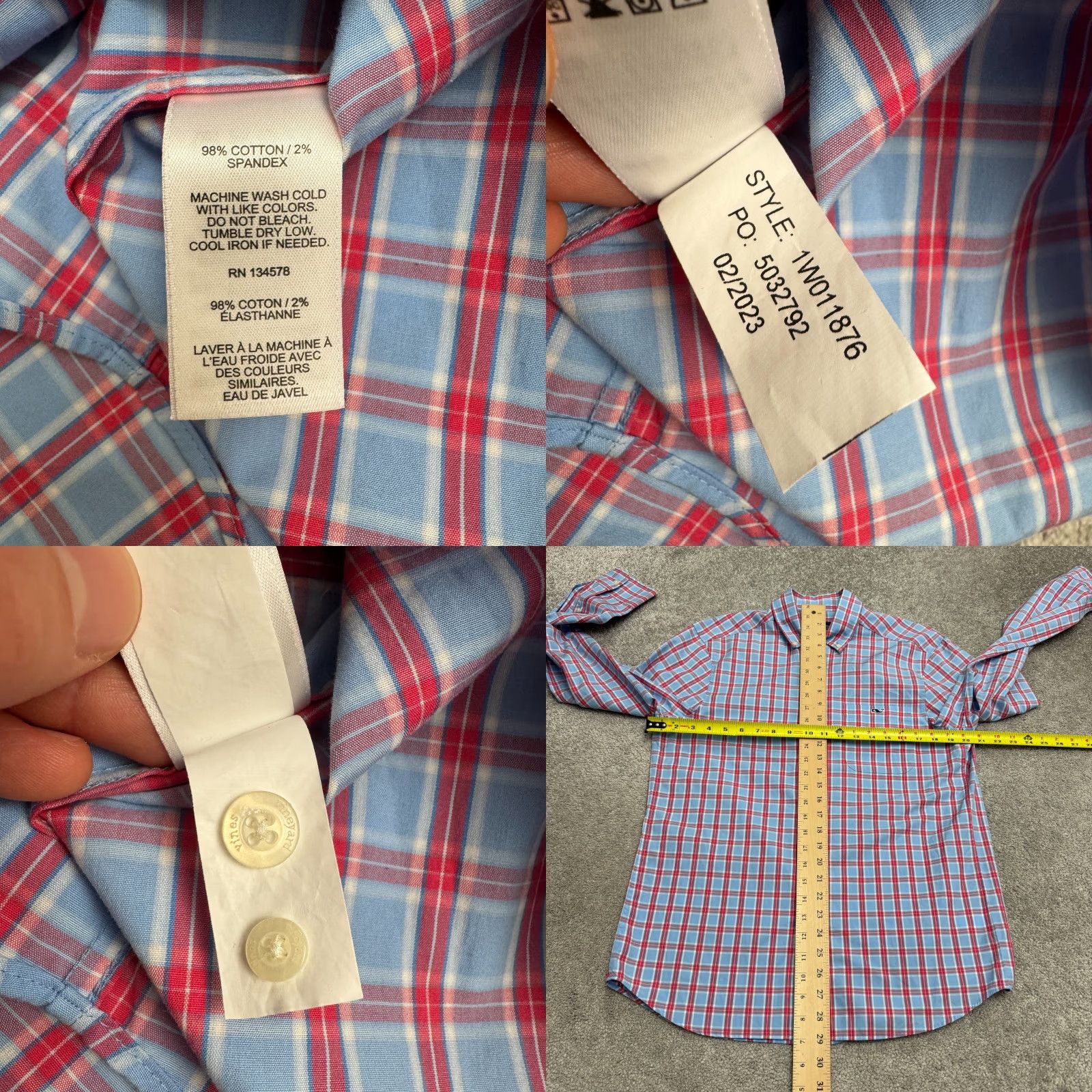 Vineyard Vines Vineyard Vines Plaid Button-Down Shirt Mens Small Blue Red Long Sleeve Cotton Shirt Size US S / EU 44-46 / 1 - 8 Thumbnail