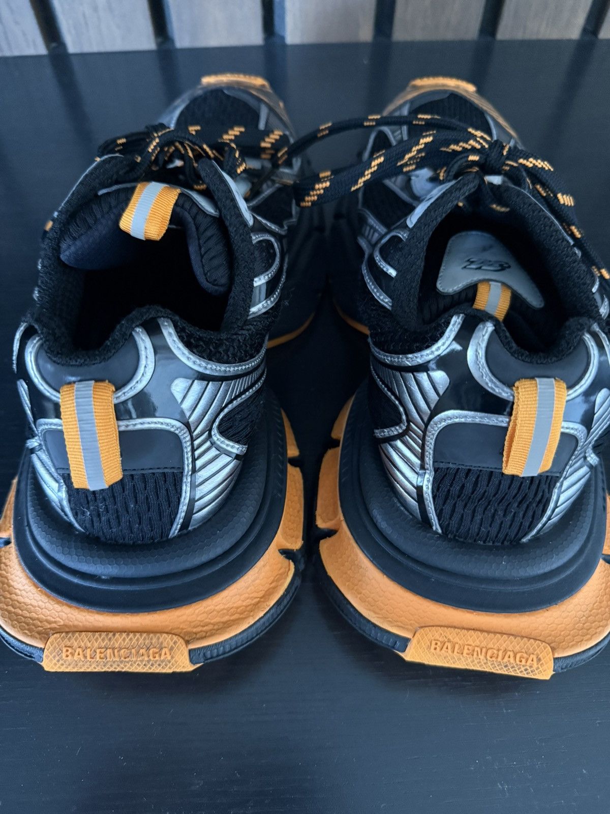 Balenciaga Balenciaga Runner Oversized Sole Sneakers – BLK/Orange/SLVR Size US 12 / EU 45 - 8 Thumbnail