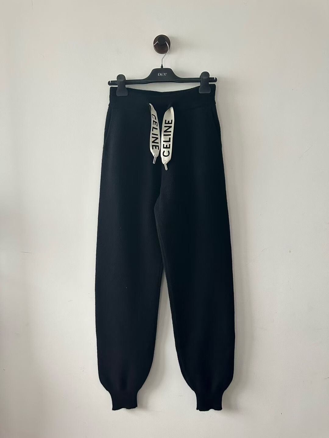 Celine celine black cashmere logo sweatpants Size 23" - 1 Thumbnail