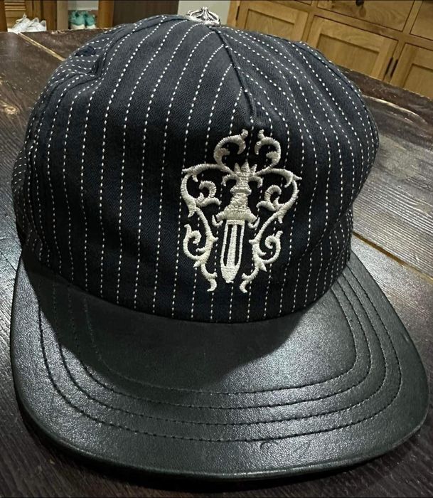 Chrome Hearts CHROME HEARTS STRIPE DAGGER LAMB LEATHER CAP | Grailed