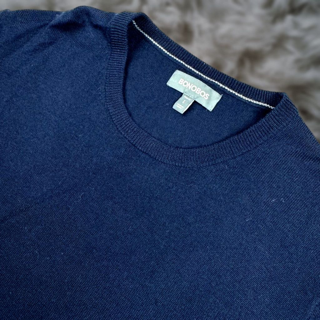 VINTAGE Bonobos Men's Sweater Knit Wool Crew Neck Pullover Long