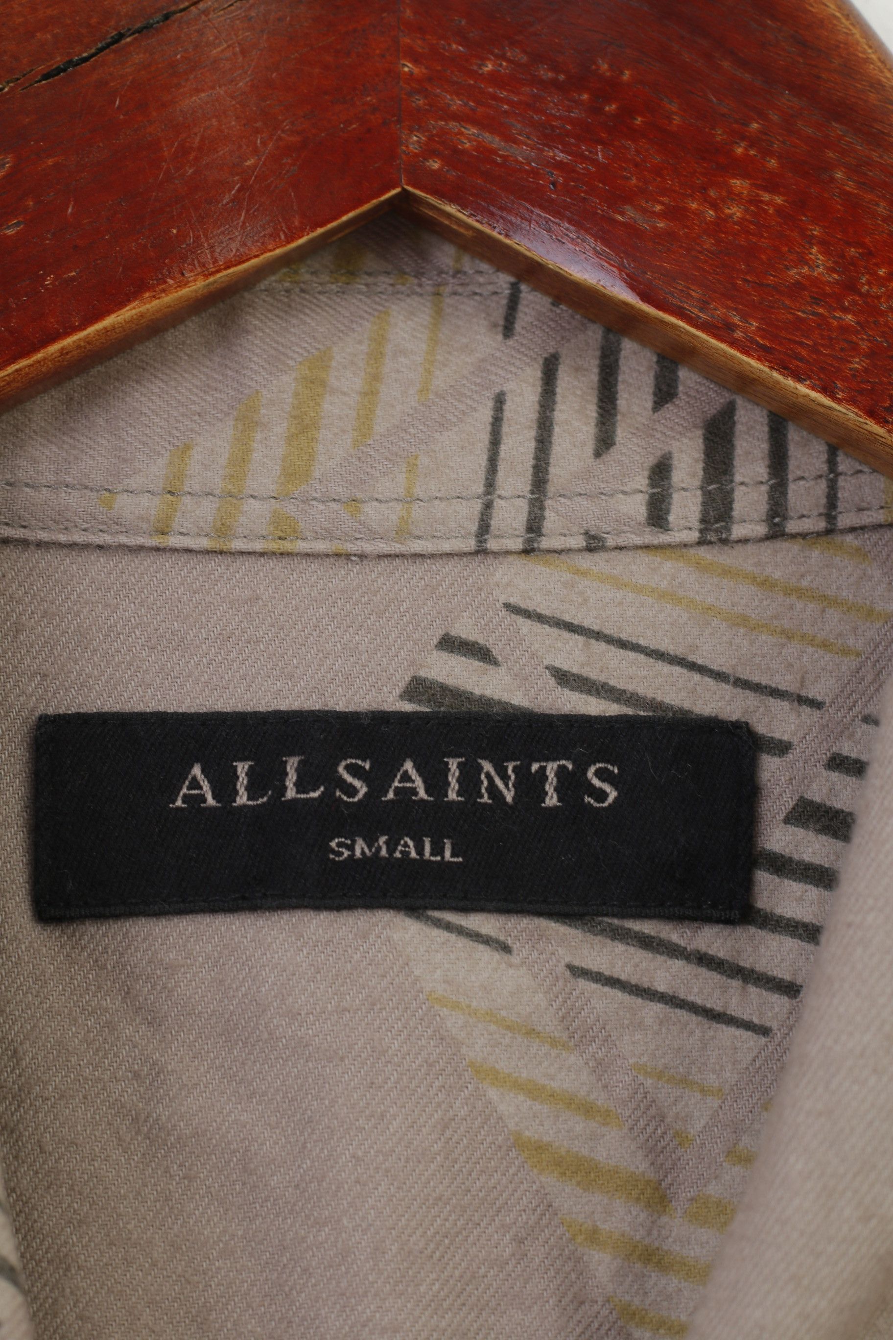 Allsaints × Vintage Allsaints Men S Casual Shirt Brown Abstract 10674 Size US S / EU 44-46 / 1 - 4 Thumbnail