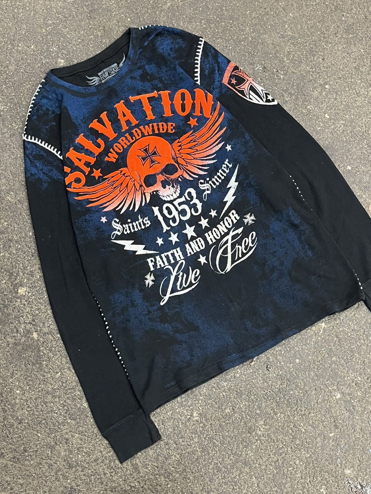 Affliction × Vintage Affliction style y2k grunge thermal skull streetwear hype Size US XL / EU 56 / 4 - 1 Thumbnail