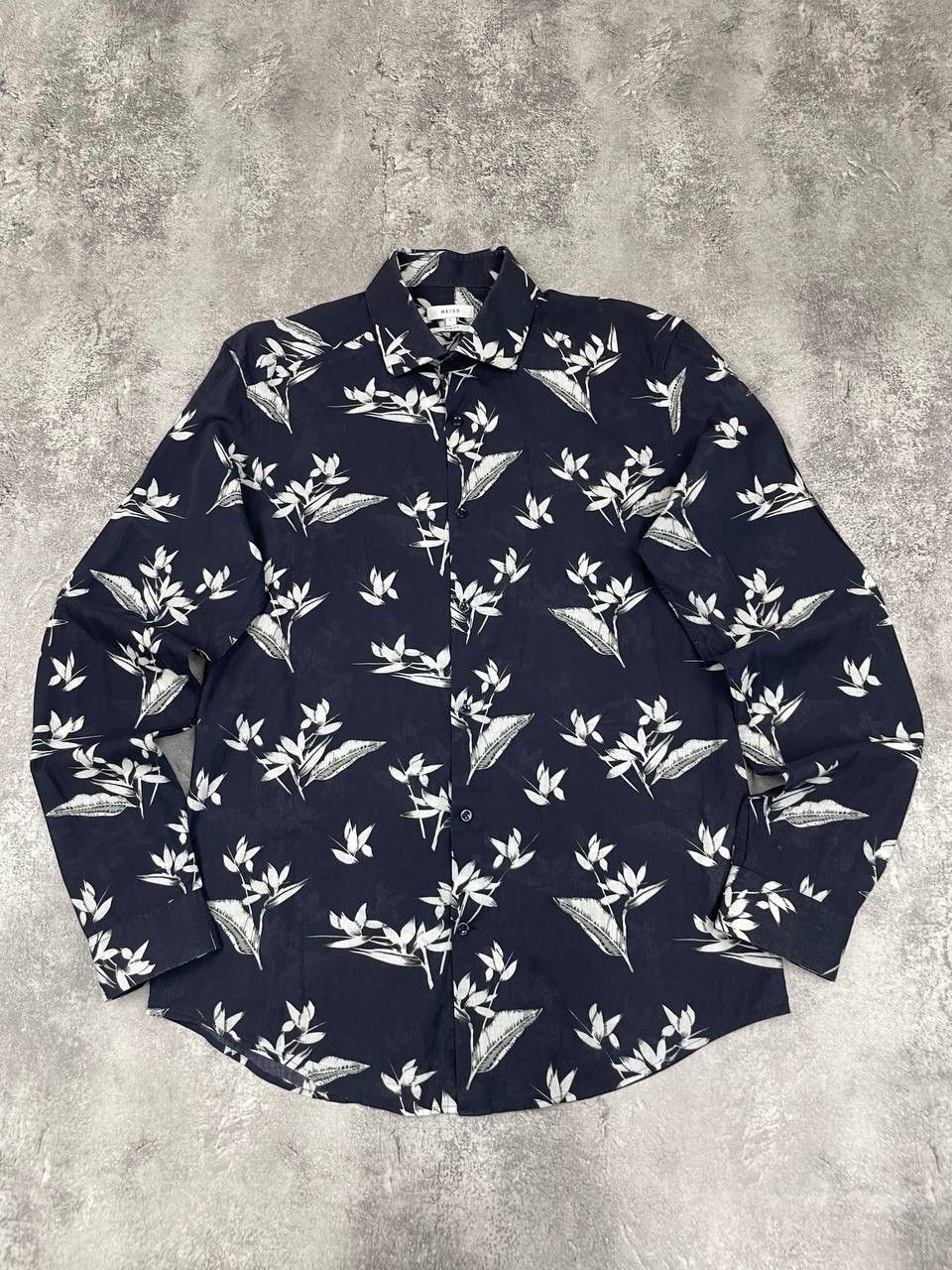 Reiss Reiss Men Viscose Shirt Floral Print Slim Fit Navy Size US L / EU 52-54 / 3 - 1 Thumbnail