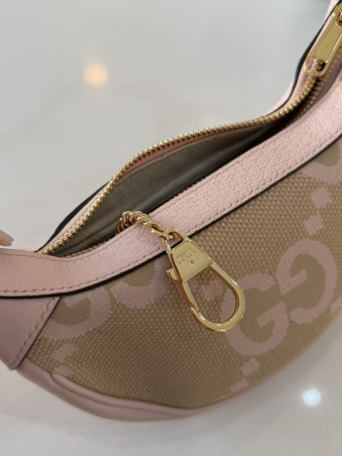 Gucci Gucci Half-Moon Ophidia bag in Pink and tan Size ONE SIZE - 9 Thumbnail