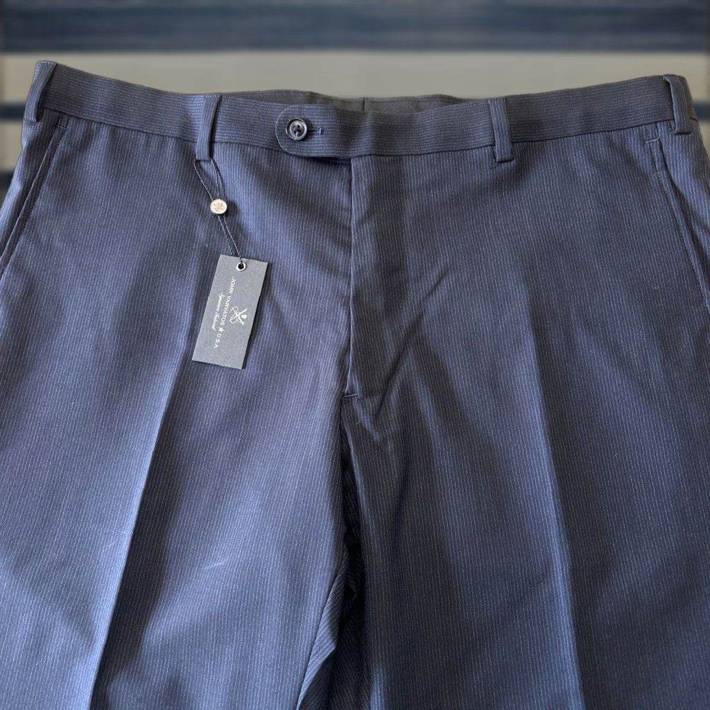 VINTAGE John Varvatos Street Pants Mens Slim Fit Wool Blue Size 36 Straight Casual Dress