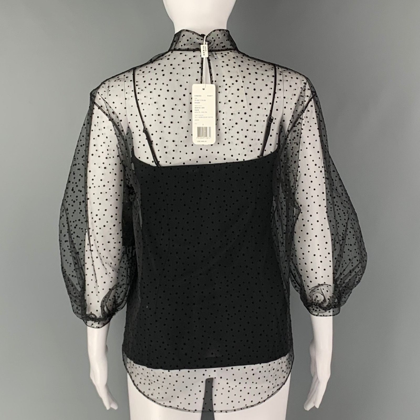 Akris Size 2 Black Polyester Nylon Mesh Lined Blouse Size XS / US 0-2 / IT 36-38 - 3 Thumbnail