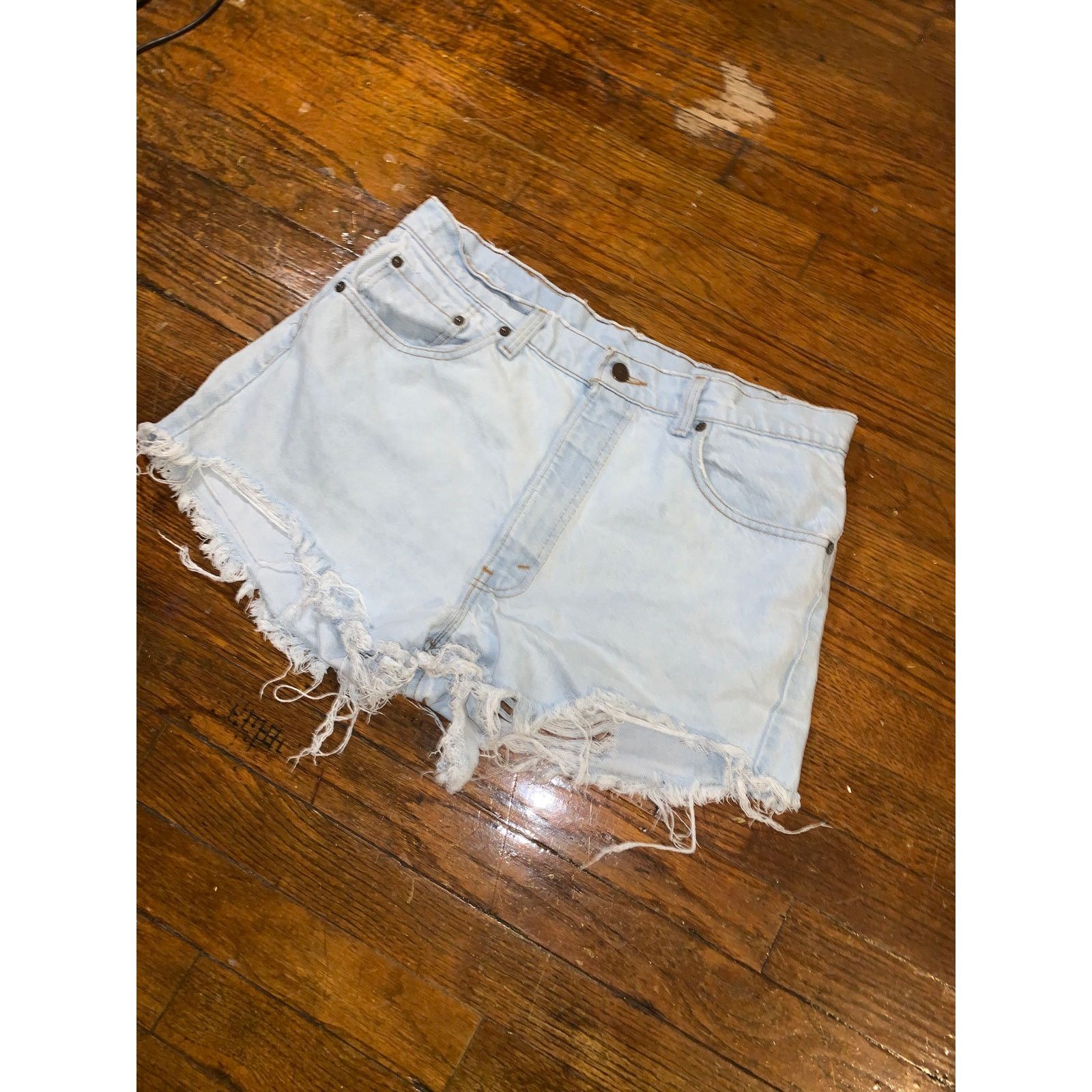 Levi's × Vintage VTG Levi's 505 Cut Off Denim Shorts Light Wash Distressed Size 31" - 2 Thumbnail