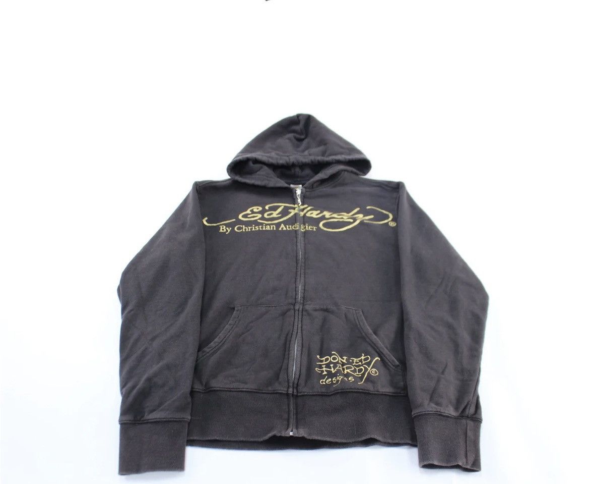 Ed Hardy Women's Ed Hardy by Christian Audigier Graphic Zip Up Hoodie Size L / US 10 / IT 46 - 1 Thumbnail