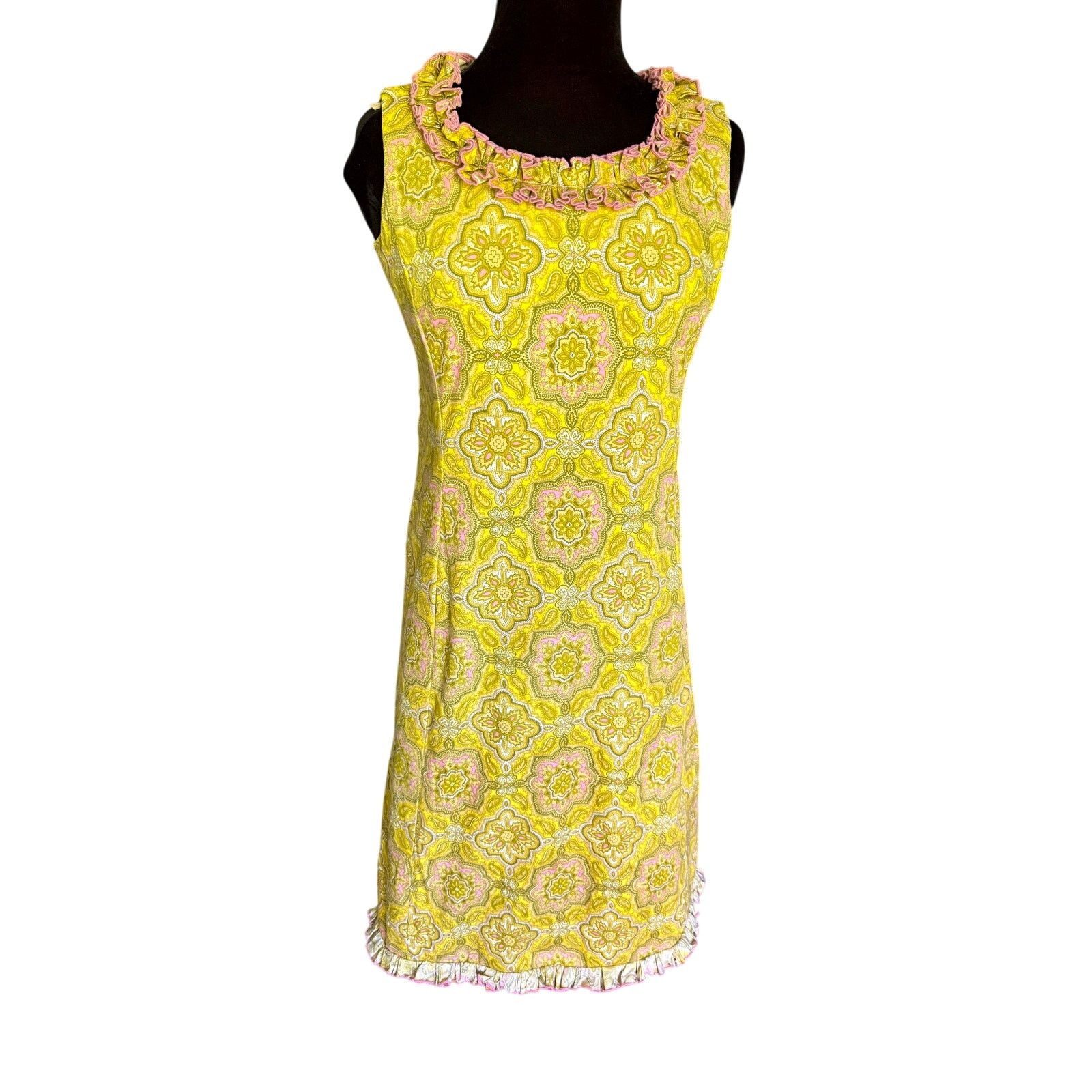 Vintage Vintage 60’s Yellow Ruffle Sleeveless Maxi Dress XS Small Size S / US 4 / IT 40 - 1 Thumbnail