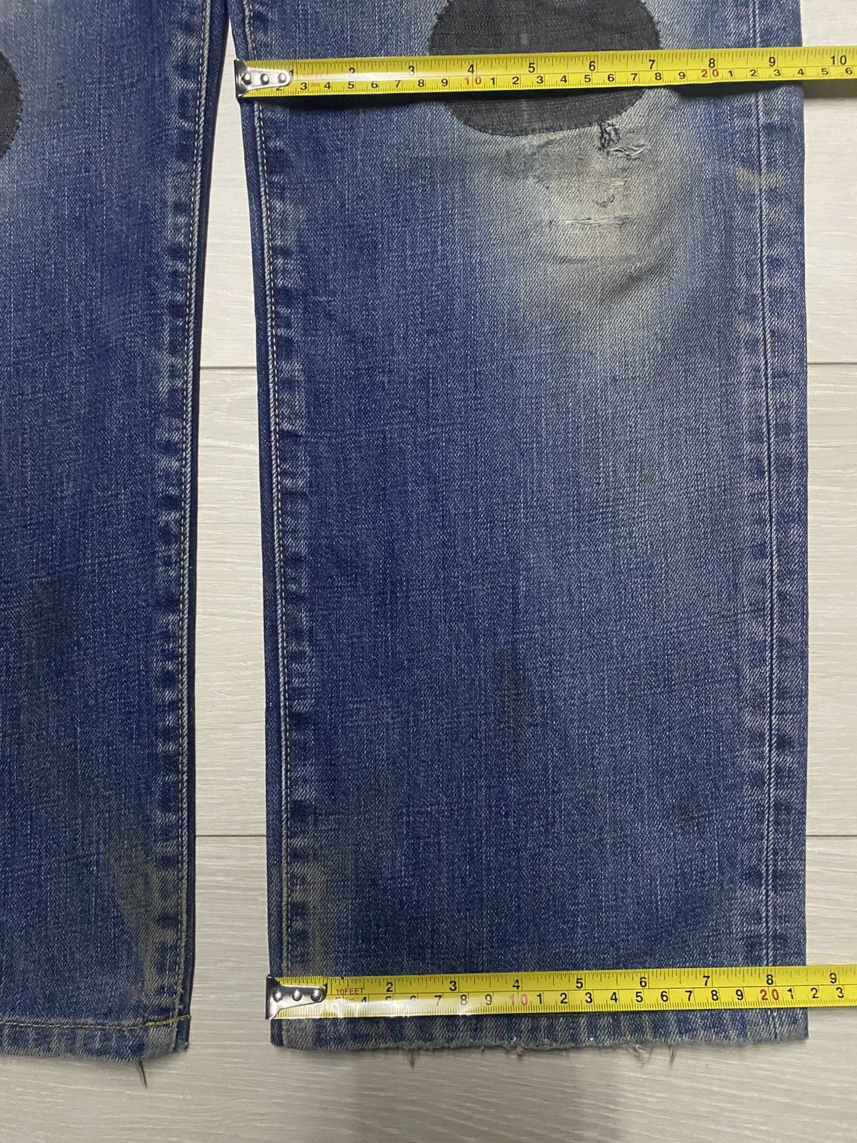 Engineered Garments × Uniqlo Vintage Uniqlo S002 Blue Wash Patches Distressed Loose Jeans Size US 35 - 16 Thumbnail