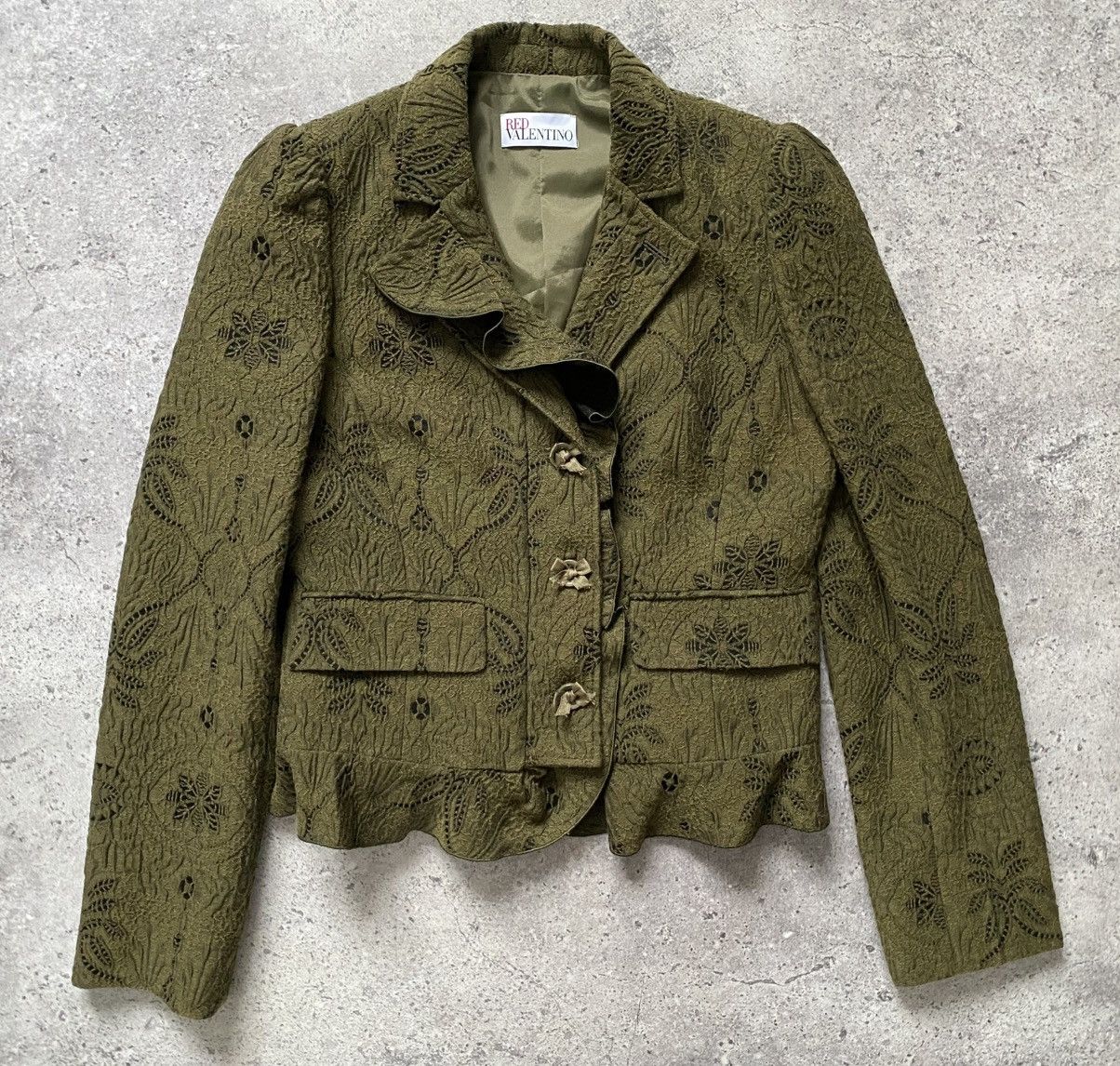 Valentino Red Valentino Jacquard Peplum Jacket Ruffle Blazer Y2K Size M / US 6-8 / IT 42-44 - 1 Thumbnail
