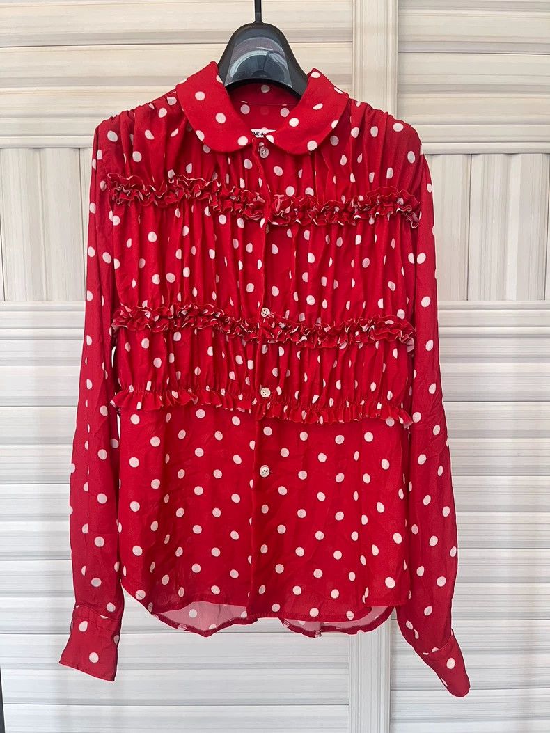 Comme des Garcons Comme Des Garcons Red polka-dot polyester crewneck shirt Size XS / US 0-2 / IT 36-38 - 1 Thumbnail