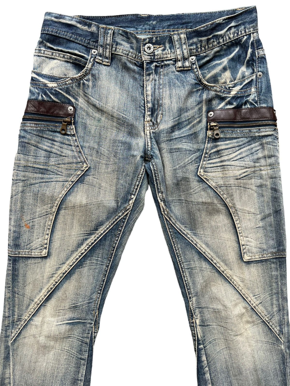 Michel Klein Flare💥 Japan Multipocket Distressed Rusty Flare Jeans 32x33 Size US 32 / EU 48 - 4 Thumbnail