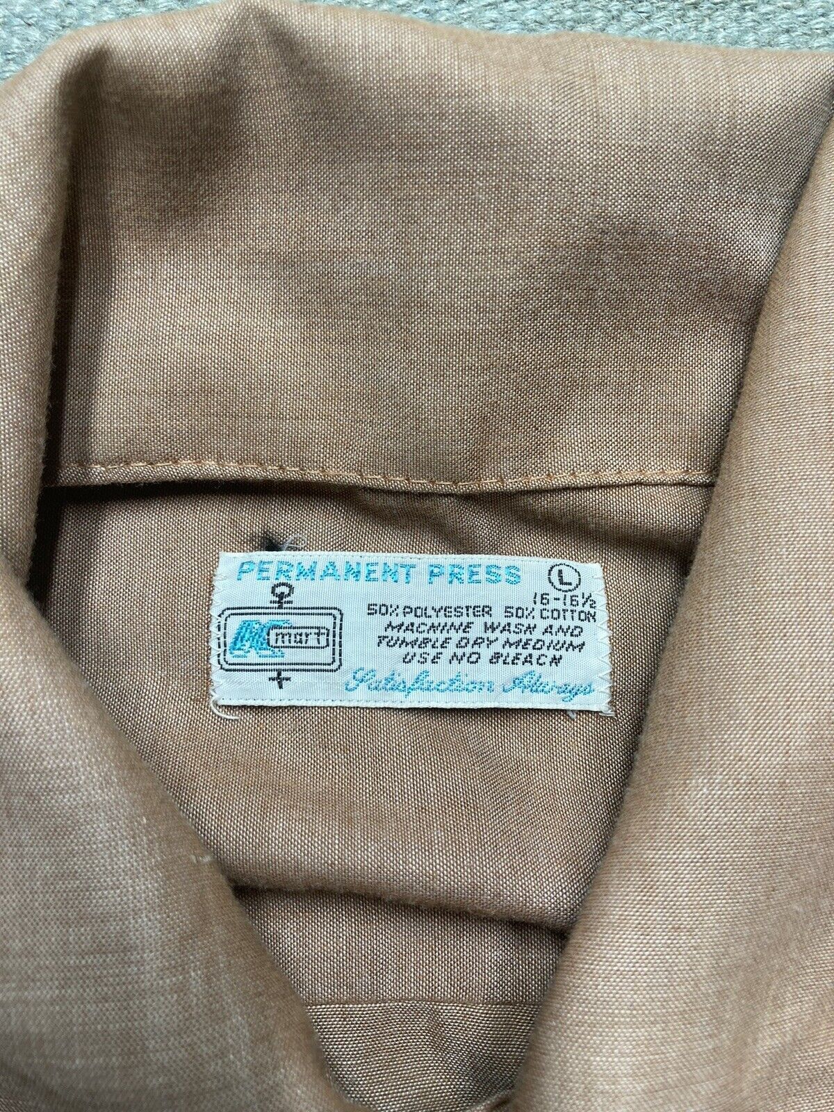 Vintage 70s button shirt Kmart dagger collar lightweight tan large Size US L / EU 52-54 / 3 - 8 Thumbnail