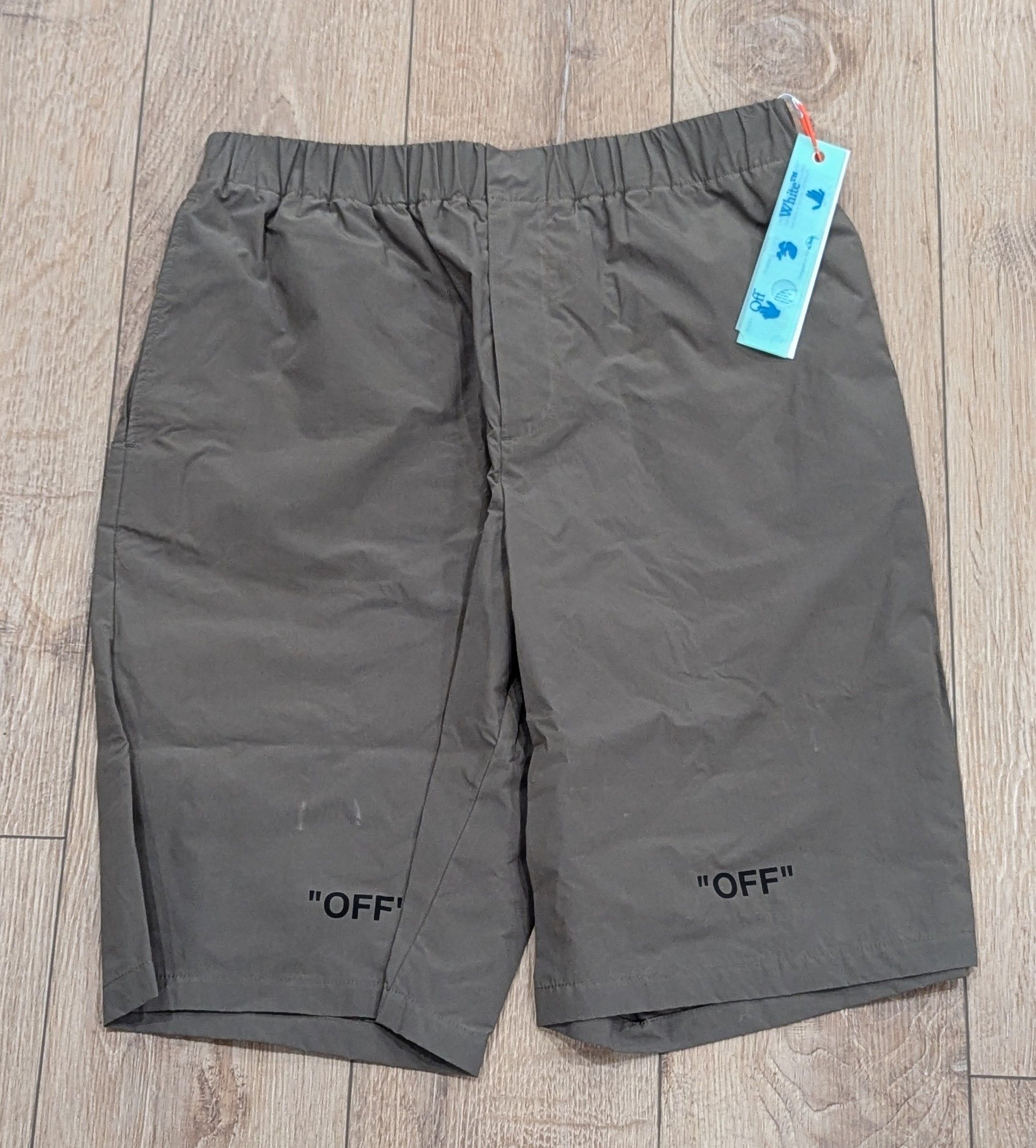 Off-White OFF-WHITE Logo Shorts Olive Green Medium Size US 32 / EU 48 - 1 Thumbnail
