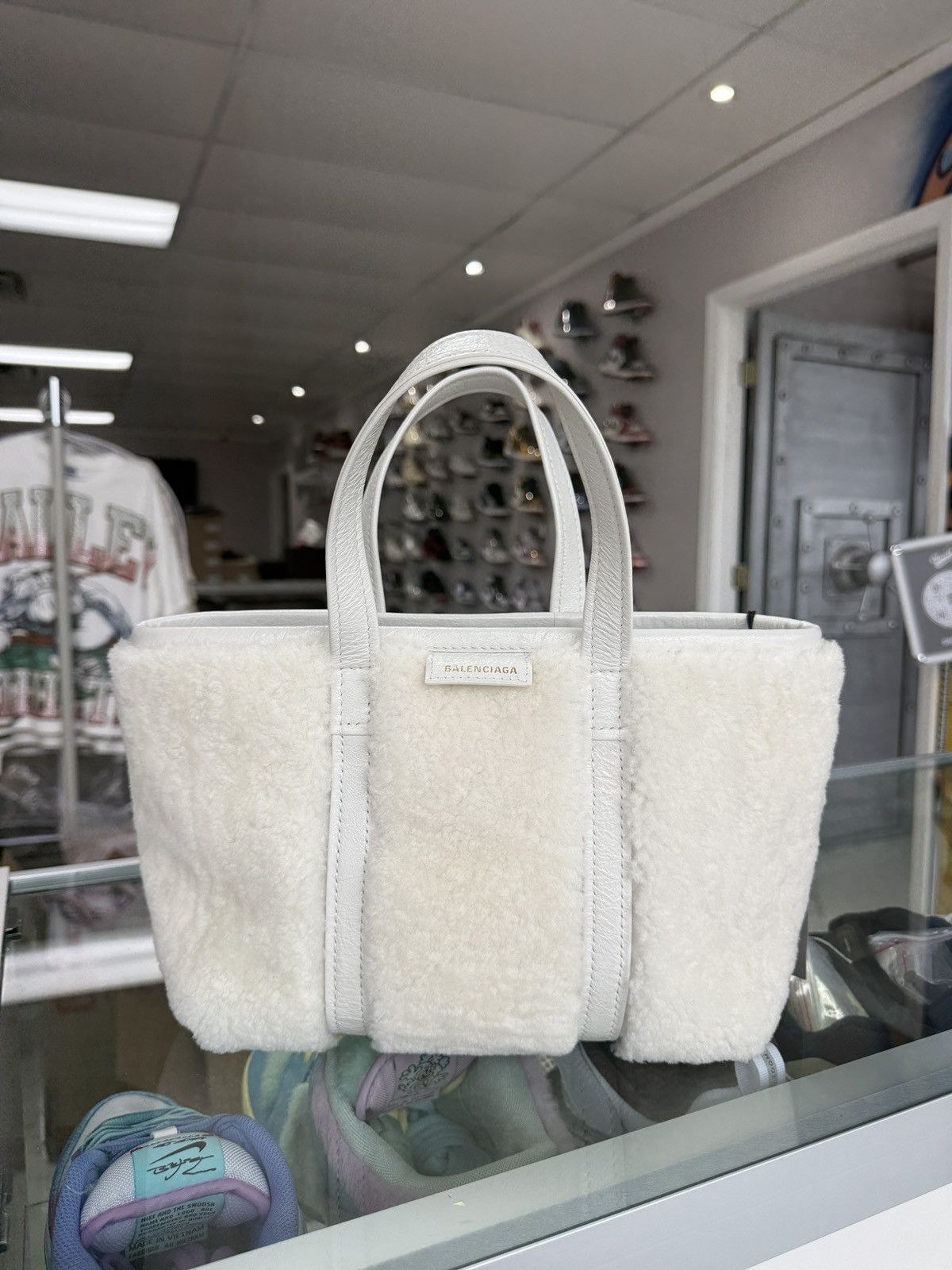 Balenciaga Balenciaga Barbes Small East-West Shopper Bag in Shearling Size ONE SIZE - 1 Thumbnail