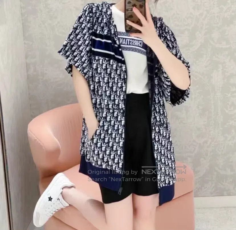 Dior Dior Dark blue logo jacquard all-printed cotton hooded zip Size M / US 6-8 / IT 42-44 - 8 Thumbnail