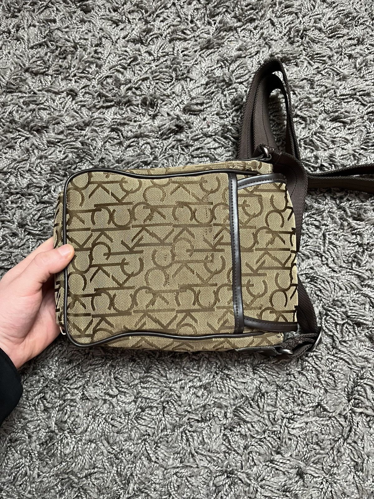 Calvin Klein Calvin Klein Monogram Logo Messenger Crossbody Bag Brown Size ONE SIZE - 4 Thumbnail