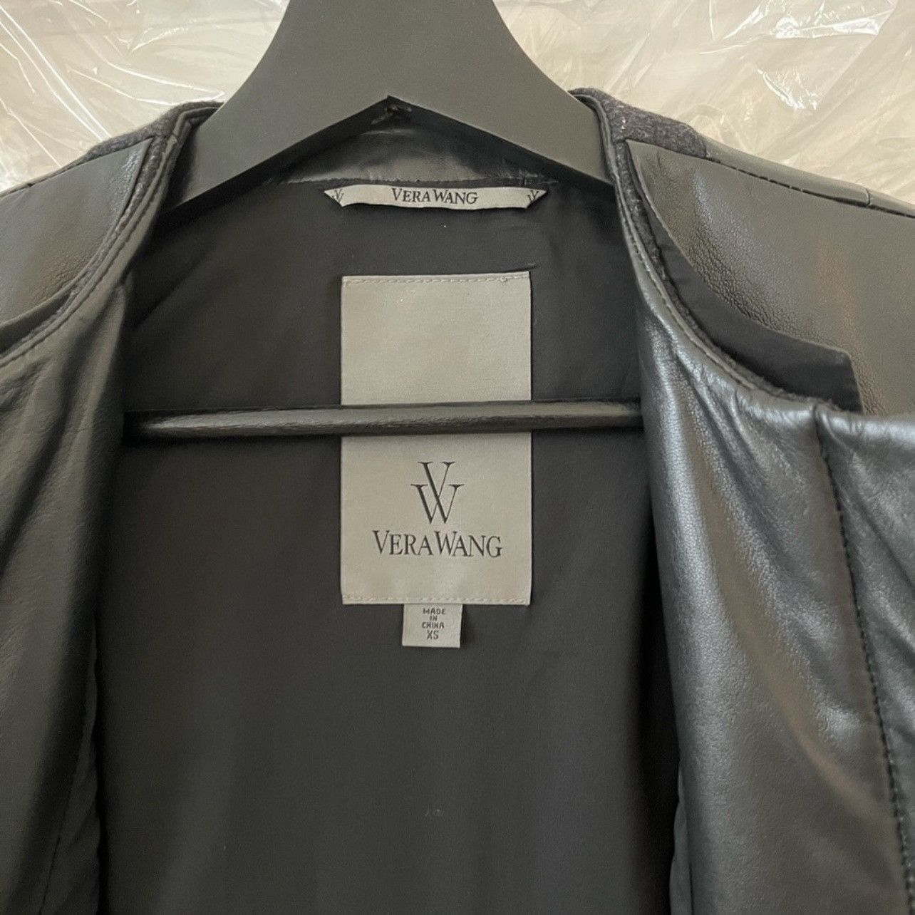 Vera Wang Vera Wang Wool & Leather Coat XS Black Size XS / US 0-2 / IT 36-38 - 3 Thumbnail